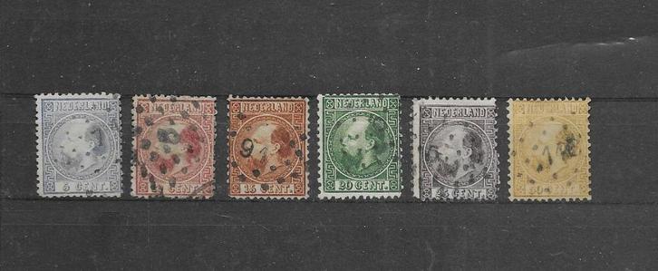 Nederland 1867, NVPH 7 t/m 12, Gestempeld., Postzegels en Munten, Postzegels | Nederland, Gestempeld, T/m 1940, Verzenden