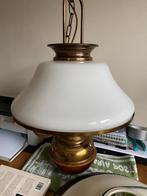 Vintage hanglamp met witte glazen kap, Ophalen, Gebruikt, Overige materialen, 50 tot 75 cm