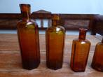4 antieke apothekersflesjes - medicijnflesjes, Antiek en Kunst, Ophalen of Verzenden