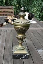Antiek bronzen cassolette staand op marmeren voet, Ophalen of Verzenden, Brons