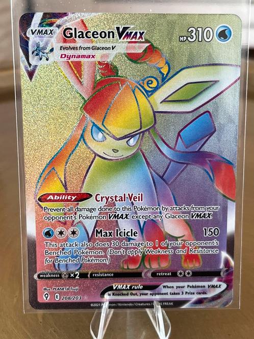 Glaceon VMAX, Hobby en Vrije tijd, Verzamelkaartspellen | Pokémon, Zo goed als nieuw, Losse kaart, Ophalen of Verzenden