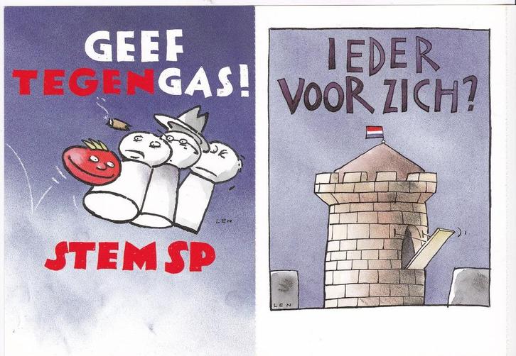Geef Tegengas-Leporello met 5 kaarten Illustr. v. Len Munnik, Verzamelen, Ansichtkaarten | Themakaarten, Ongelopen, 1980 tot heden