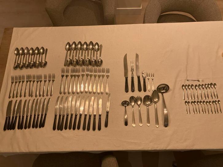 Vintage Gero Roestvrij/Bakeliet Bestekset 12 personen, Antiek en Kunst, Antiek | Bestek, Ophalen of Verzenden