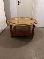 Unieke salontafel met koperen blad, Gebruikt, Antiek, Oosters, Rond, Minder dan 50 cm