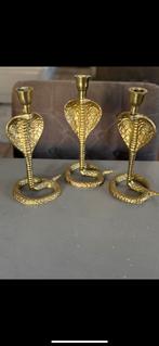 3 Cobra kandelaars, Antiek en Kunst, Ophalen of Verzenden, Koper of Brons
