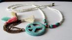 ketting met Turquoise vredes peace teken hanger Tsjechische, Zo goed als nieuw, Steen of Mineraal, Verzenden, Met edelsteen