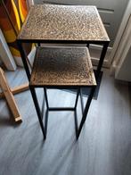 Te koop: bijzet tafeltjes, Huis en Inrichting, Tafels | Bijzettafels, Ophalen, Minder dan 55 cm, Metaal of Aluminium, Vierkant