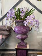 Vaas met kunst bloemen 0rchidee paars & wit, Ophalen, Nieuw