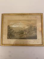 Landschap Lithografie & Ingekleurd Schilderij, Ophalen of Verzenden