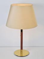 Vintage Metalarte Tafellamp george hansen leer messing ‘60, Ophalen of Verzenden, N, Vintage regency, Metaal