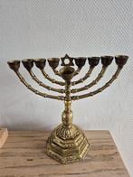 Antieke 9 armige Joodse Menorah Kandelaar, Antiek en Kunst, Antiek | Kandelaars, Ophalen of Verzenden, Koper of Brons