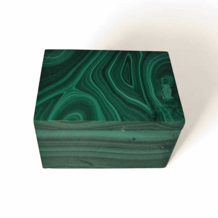 Doosje met deksel Malachiet   Herkomst : DR Congo, Verzamelen, Mineralen en Fossielen, Mineraal, Ophalen of Verzenden