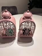 Roze decoratieve lantaarns (2 stuks), Ophalen of Verzenden, Zo goed als nieuw, Metaal, Rood