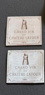 Chateau Latour 1970 & 1967 Wijnetiketten, Ophalen of Verzenden, Gebruikt, Overige typen