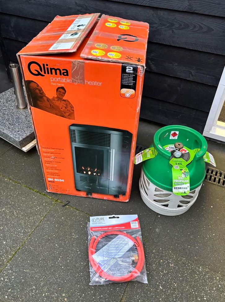 Qlima Gaskachel GH8034 zwart benegas  camping overkapping, Huis en Inrichting, Kachels, Nieuw, Gaskachel, Gas, Ophalen