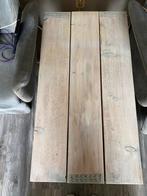 Steigerhouten salontafel met metalen frame, Gebruikt, 100 tot 150 cm, Minder dan 50 cm, Rechthoekig