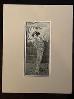 Japans tafereel 1910 Shunti - Oude boeksteendruk 1910, Antiek en Kunst, Kunst | Etsen en Gravures, Ophalen of Verzenden