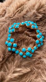 Goud vergulde Larimar broche, Ophalen of Verzenden, Zo goed als nieuw, Goud