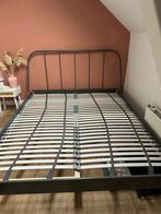 Grijs metalen bed frame + lattenbodem, Huis en Inrichting, Slaapkamer | Bedden, 160 cm, Grijs, Gebruikt, Metaal