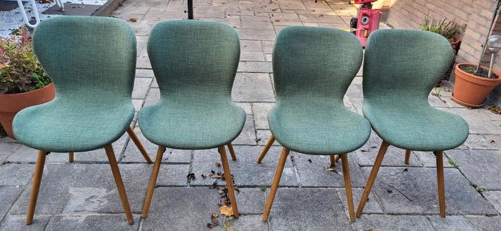 Set van 4 groene stoelen, Huis en Inrichting, Stoelen, Gebruikt, Overige kleuren, Ophalen of Verzenden