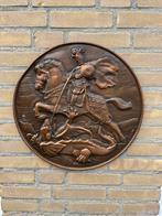 Koperen Reliëf St. Joris en de Draak, Antiek en Kunst, Antiek | Koper en Brons, Ophalen of Verzenden, Koper