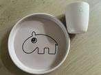 Done by deer Kinderservies Siliconen Bord Beker Roze Olifant, Ophalen of Verzenden, Gebruikt