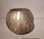 Bronskleurig glazen waxinelichthouder, vaas met patroon, Huis en Inrichting, Overige materialen, Overige kleuren, Ophalen of Verzenden