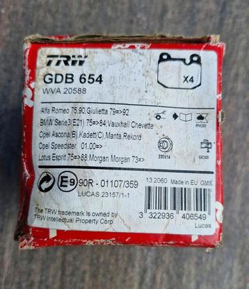 Remblokken set GDB654 TRW beschikbaar voor biedingen
