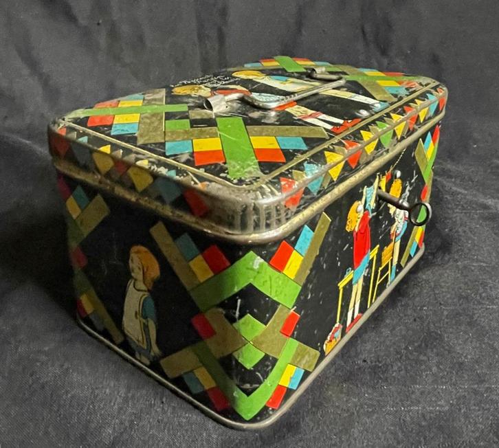 Apart oud vintage blik Biscuit Parein kinderen slot sleutel, Verzamelen, Blikken, Gebruikt, Overige, Overige merken, Ophalen of Verzenden