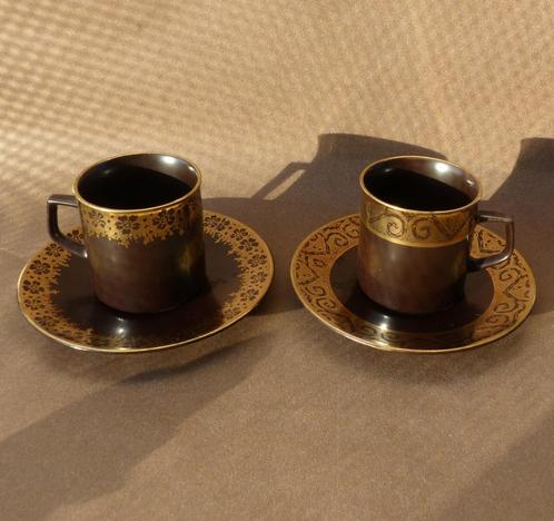 Winterling kopjes vintage kop en schotels goud decor bruin, Huis en Inrichting, Keuken | Servies, Gebruikt, Kop(pen) en/of Schotel(s)