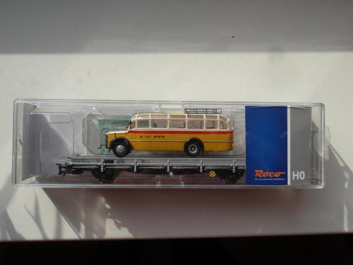 ROCO SBB Ks rongenwagon met Saurer postbus, Hobby en Vrije tijd, Modeltreinen | H0, Nieuw, Wagon, Gelijkstroom, Roco, Ophalen of Verzenden