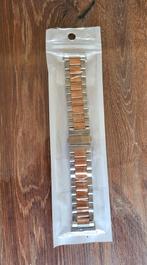 Horlogeband 18MM staal zilver rose goud - deels gepolijst, Nieuw, Ophalen of Verzenden