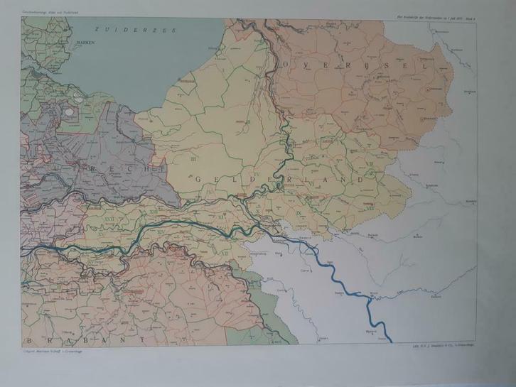 B107/ Plattegrond Gelderland , Utrecht op 1-7-1817. Litho, Antiek en Kunst, Kunst | Litho's en Zeefdrukken, Ophalen of Verzenden