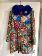 Handgemaakte jas met bloemen en bontkraag - Uniek!, Overige kleuren, Maat 42/44 (L), Nieuw, Ophalen of Verzenden