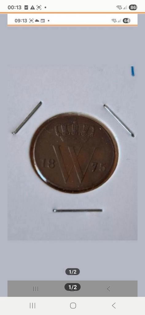 1/2 Cent 1875 in mooie kwaliteit., Postzegels en Munten, Munten | Nederland, Losse munt, Overige waardes, Koning Willem III, Ophalen of Verzenden