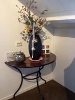 Sidetables met houten blad en zwart stalen onderstel, 100 tot 150 cm, Ophalen of Verzenden, Zo goed als nieuw, Metaal