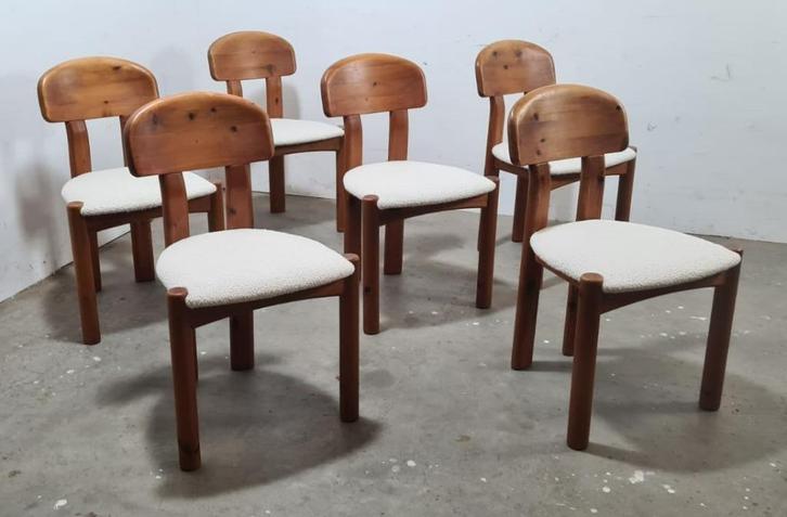 Brutalist eetkamerstoelen, Huis en Inrichting, Stoelen, Gebruikt, Vier, Bruin, Ophalen