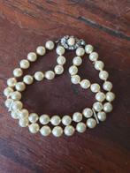 Vintage Parels Ketting zilvere  sluiting, Overige materialen, Gebruikt, Beige, Ophalen of Verzenden