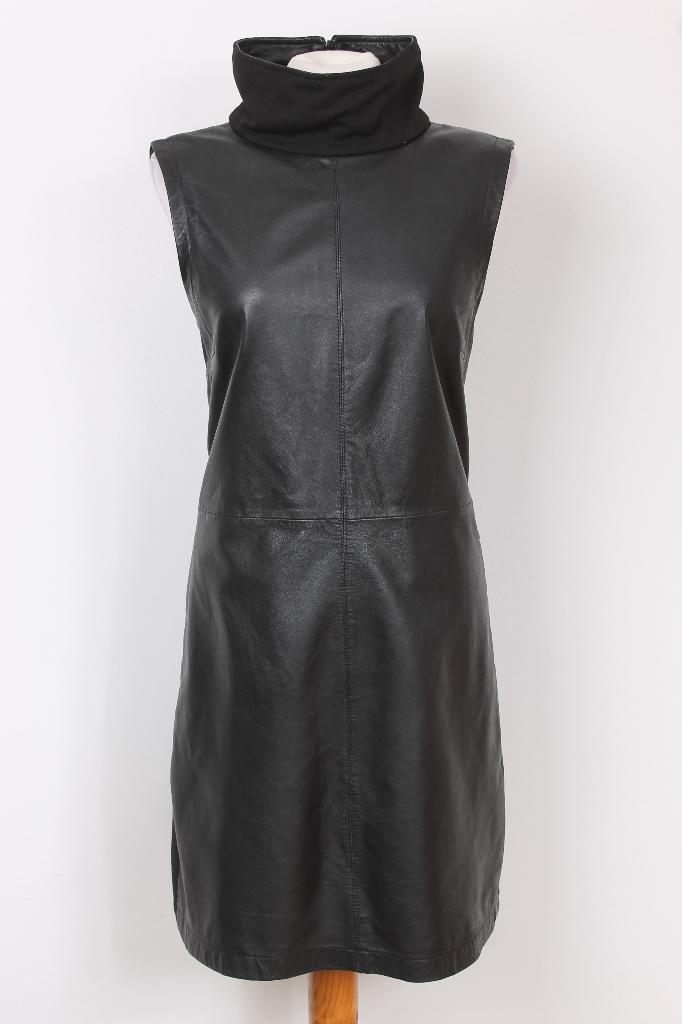 Leren jurk met col van IBANA maat 40, Kleding | Dames, Jurken, Zo goed als nieuw, Maat 38/40 (M), Zwart, Boven de knie, Verzenden