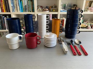 Vintage Mepal Rosti & Coppia kampeerservies met eierdopjes beschikbaar voor biedingen