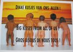 Dikke kusjes van ons allemaal - komische kaart - 1986, Verzamelen, Ansichtkaarten | Themakaarten, Verzenden, 1980 tot heden, Gelopen