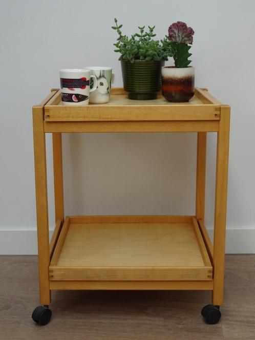 Deense trolley bijzettafel serveerwagen losse dienbladen, Huis en Inrichting, Tafels | Sidetables, Gebruikt, 25 tot 50 cm, Minder dan 50 cm