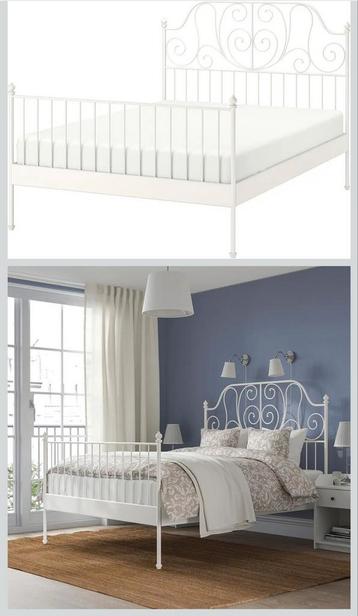 Wit metalen bedframe Leirvik Ikea 140 x200 - afbeelding 1