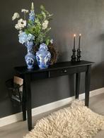 Zwarte Houten sidettable & Lade & Haakje, Huis en Inrichting, 100 tot 150 cm, Ophalen of Verzenden, Zo goed als nieuw, Overige houtsoorten