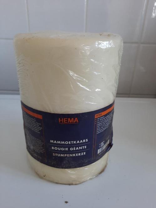 MAMMOETKAARS MET DRIE PITTEN, Huis en Inrichting, Woonaccessoires | Kandelaars en Kaarsen, Nieuw, Kaars, Minder dan 25 cm, Wit