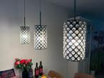 Hanglamp eettafel met 3 lampen, Huis en Inrichting, Lampen | Hanglampen, Ophalen, Gebruikt, 50 tot 75 cm, Glas