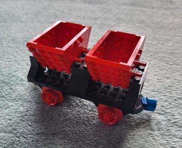 Lego trein 4,5 & 12 Volt blauwe rails dubbele kiepbak wagon. beschikbaar voor biedingen