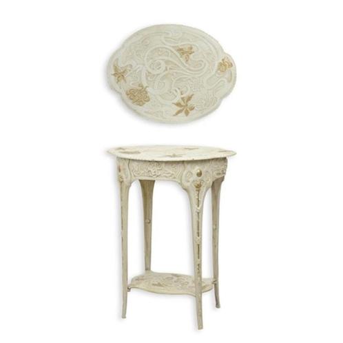 bijzettafel ,  Art Nouveau  , tafeltje Bloem motief, Huis en Inrichting, Tafels | Bijzettafels, Nieuw, Ovaal, 60 cm of meer, Minder dan 55 cm