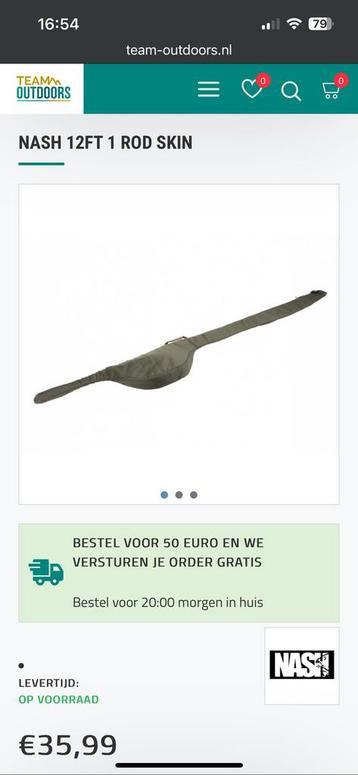 Nash 12ft foedraal 2 rod plus single sleeve beschikbaar voor biedingen