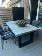 Robuuste buitentafel met stalen onderstel, Tuin en Terras, Tuintafels, Ophalen, Gebruikt, Rechthoekig, Hout